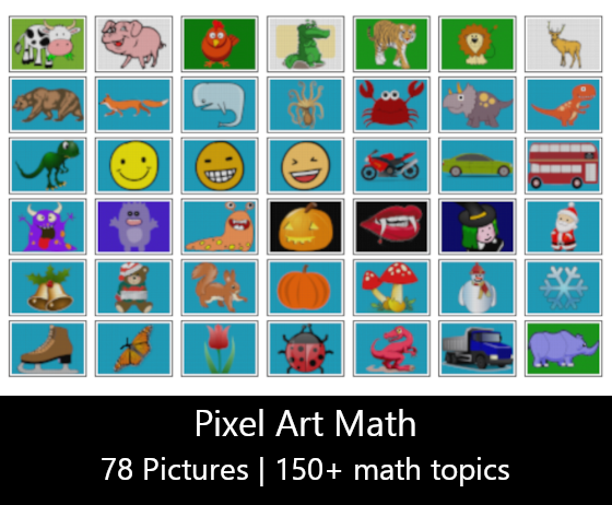digital math pixel art games