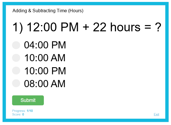  Adding & Subtracting Time (Hours)