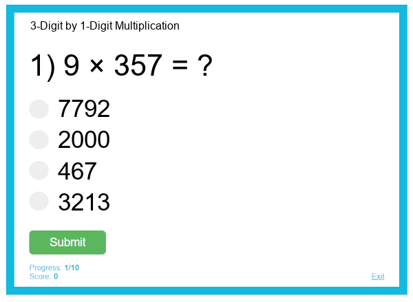 3-Digit by 1-Digit Multiplication