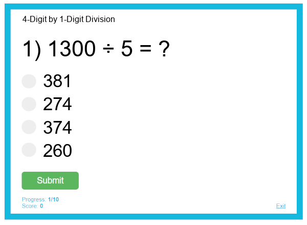 4-Digit by 1-Digit Division