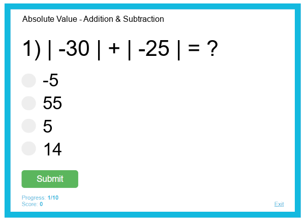 Absolute Value - Addition & Subtraction