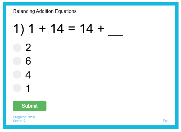 Balancing Addition Equations