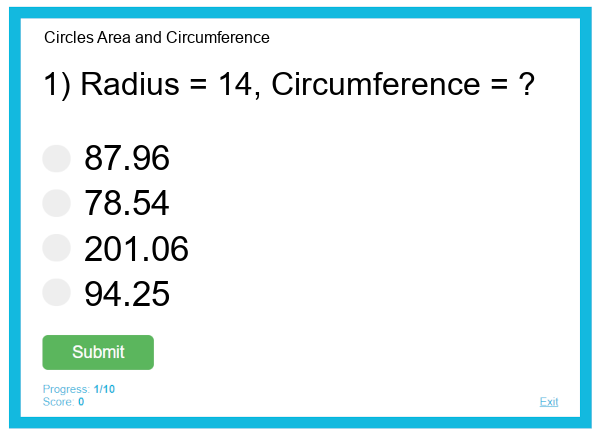 Circles Area and Circumference