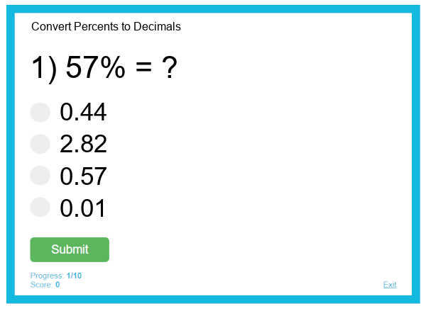 Convert Percents to Decimals