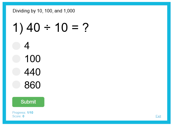 Dividing by 10, 100, and 1,000