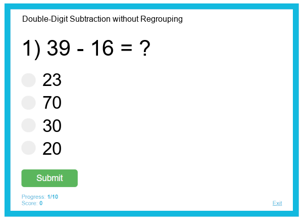 Double-Digit Subtraction without Regrouping