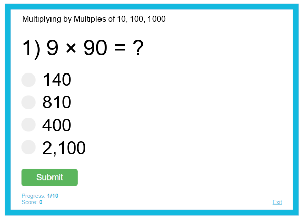 Multiplying by Multiples of 10, 100, 1000