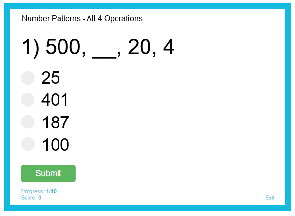 Number Patterns - All 4 Operations