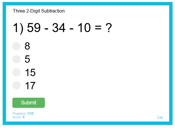 Three 2-Digit Subtraction